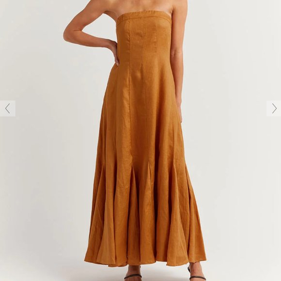 DISSH Dresses & Skirts - DISSH ROCKY TANGERINE LINEN PANEL DRESS | Size 8 | Never Worn